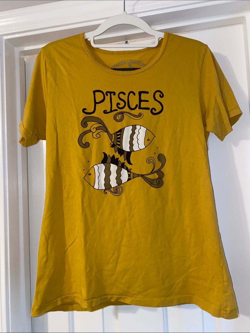 Pisces Graphic Tee - Mustard Yellow Women’s Short Sleeve